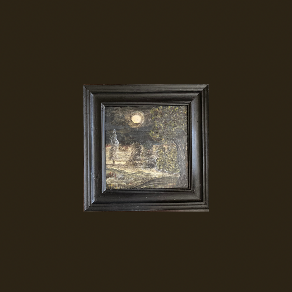 Dark Night Landscape with Bright Full Moon -8.5 x 8.5